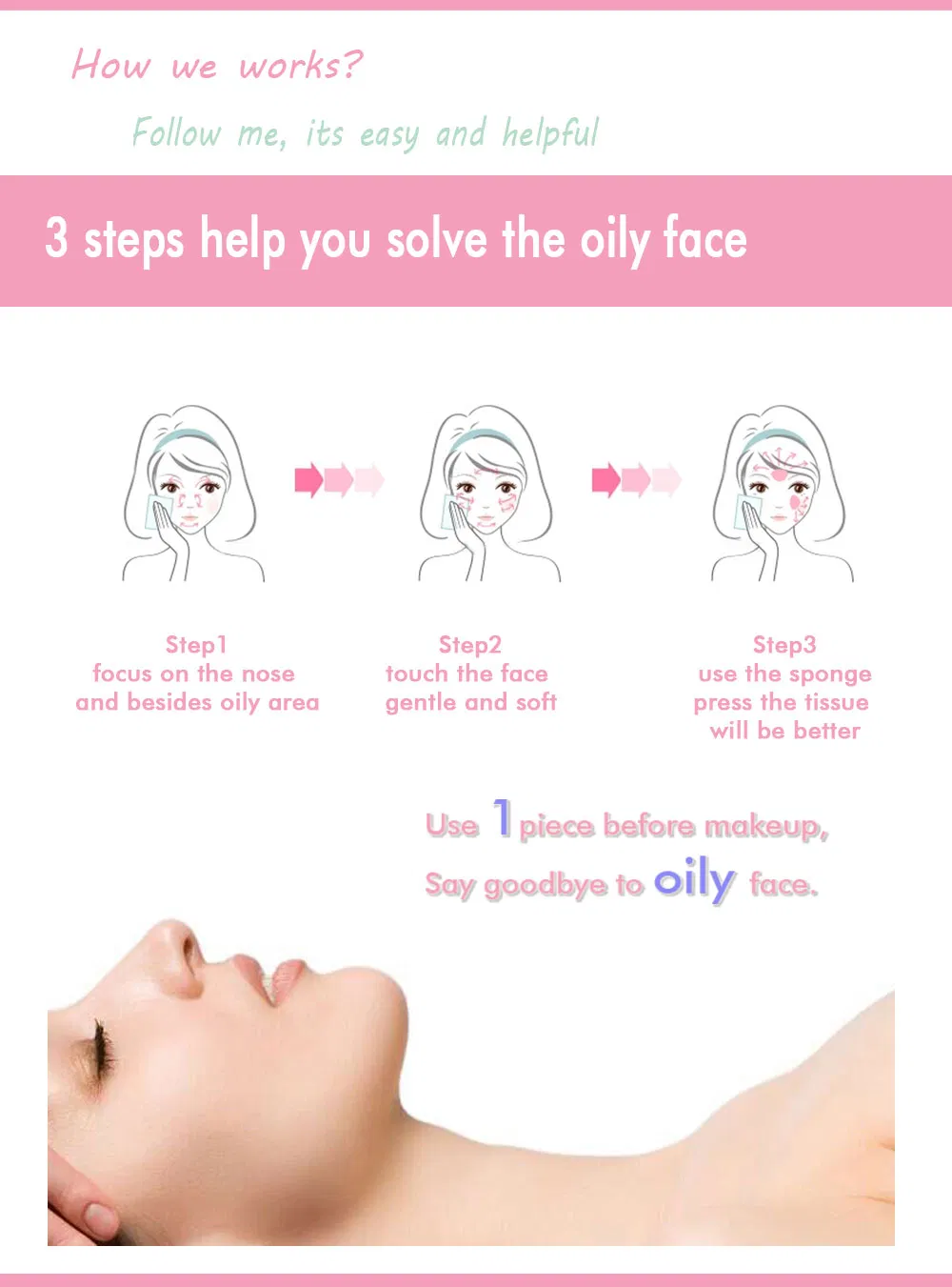 100PCS Hot Sale Oil Absorbing Sheets Face Absorbent Paper Facial Oil Blotting Paper Tissue