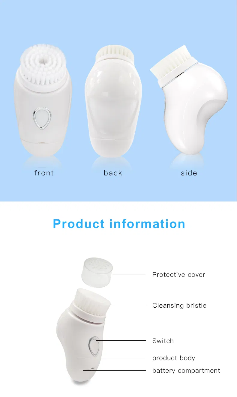 2 Brush Head Rotary Facial Cleansing Brush Face Exfoliator