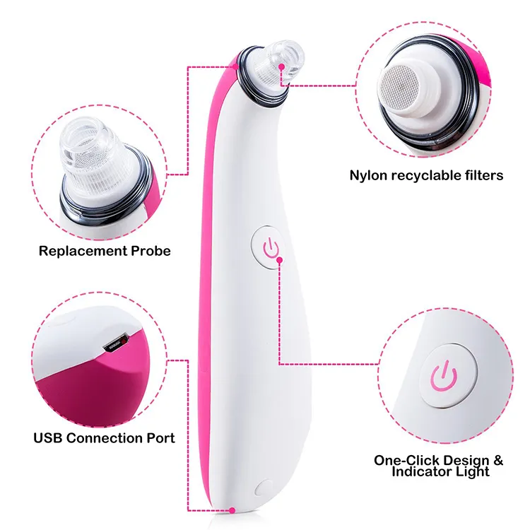 4 in 1 USB Rechargeable Facial Pore Cleaner Blackhead Remover Vacuum