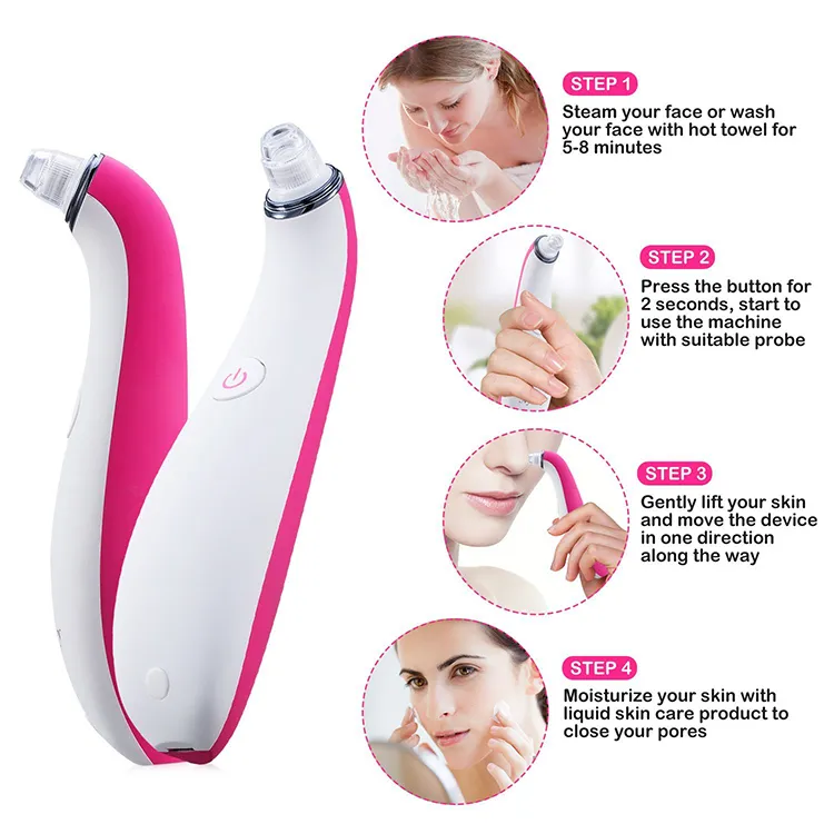 4 in 1 USB Rechargeable Facial Pore Cleaner Blackhead Remover Vacuum