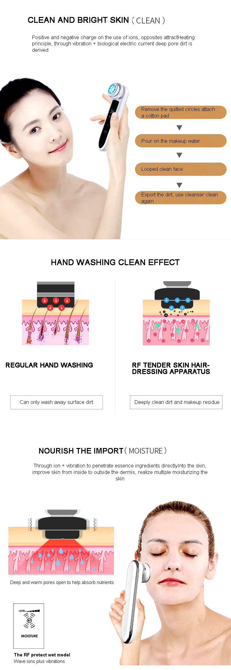 Beauty Instrument Microcurrents RF Skin Rejuvenation Facial Care Lifting Facial Cleansing