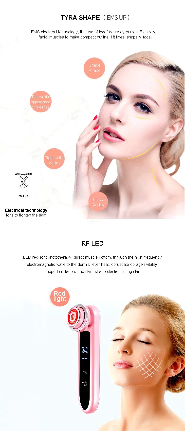 Beauty Instrument Microcurrents RF Skin Rejuvenation Facial Care Lifting Facial Cleansing