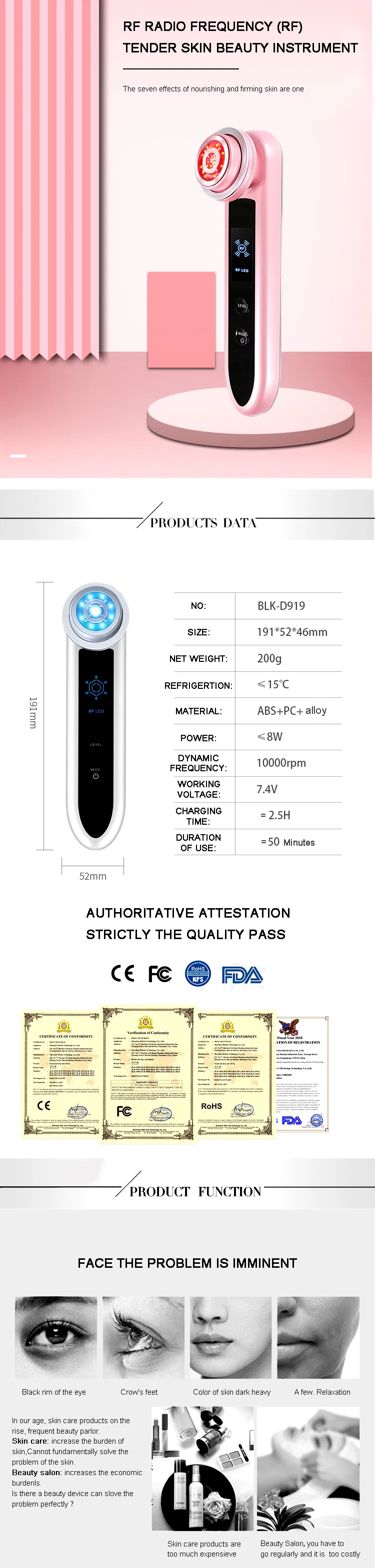 Beauty Instrument Microcurrents RF Skin Rejuvenation Facial Care Lifting Facial Cleansing