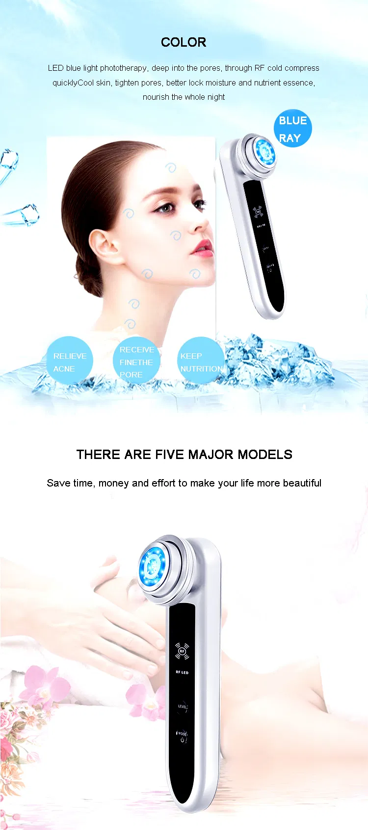 Beauty Instrument Microcurrents RF Skin Rejuvenation Facial Care Lifting Facial Cleansing