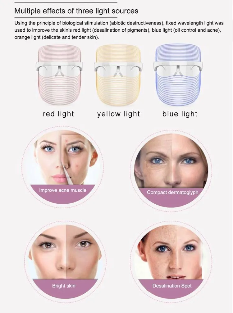Belleza Popular Personal Care Ealth LED 3 Colors Light Face LED Mask