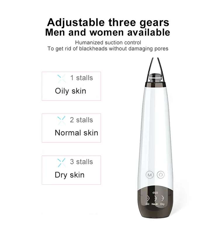 Blackhead Remover Electric Blackhead Vacuum Suction Machine with 3 Replaceable Heads