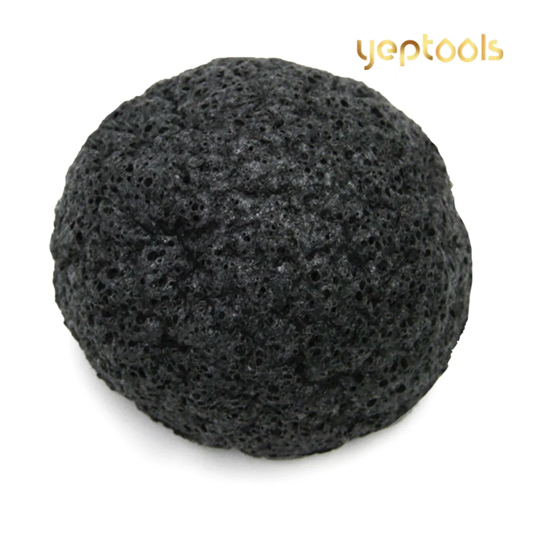 Excellent Quality Bamboo Charcoal Black Half Ball Shape Konjac Sponge Facial Konjac Cleansing Exfoliator Sponge Puff