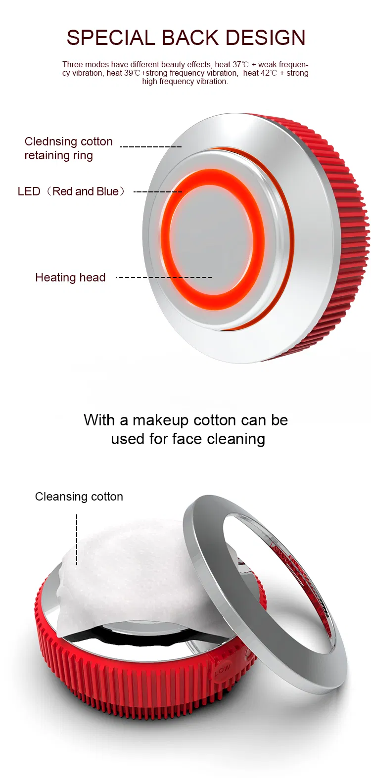 Facial Cleansing Brush Soft Silicone Waterproof Sonic Vibrating Face Brush for Deep Cleansing Gentle Exfoliating and Massaging