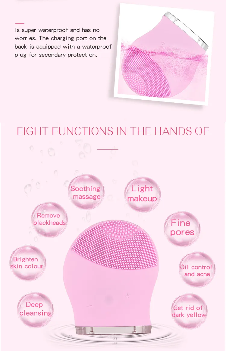 Factory Wholesale Electronic Silicone Waterproof Brush for Face Cleaning