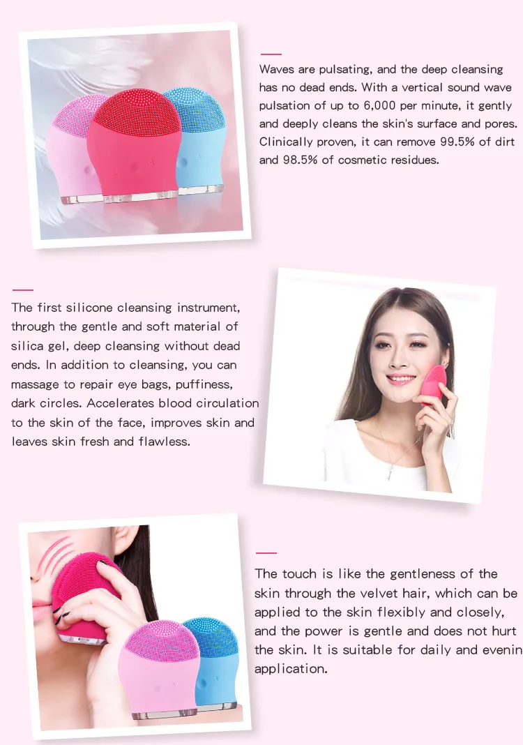 Factory Wholesale Electronic Silicone Waterproof Brush for Face Cleaning