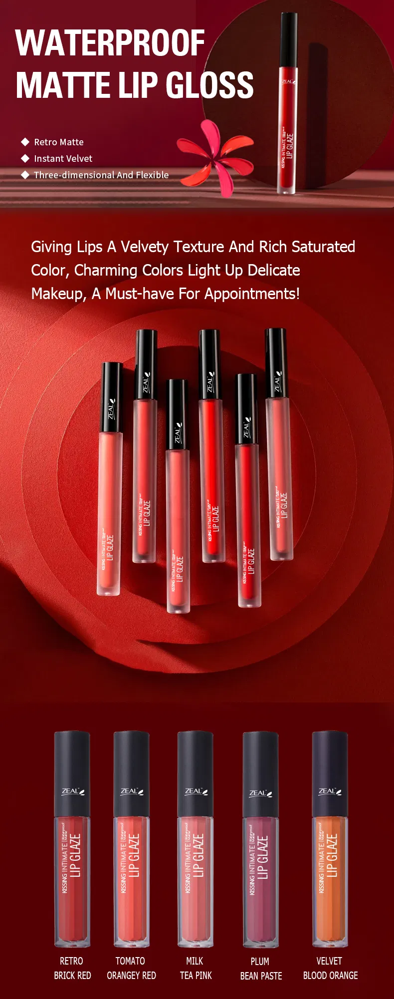 GMPC Factory OEM New Waterproof Matte Lip Gloss Lipstick Skin Care Beauty Care Cosmetic