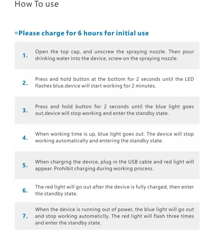 Hot Sale Portable Facial Mist Water Spray Beauty and Health Electrolysis Technology Facial Hydrogen Water Spray