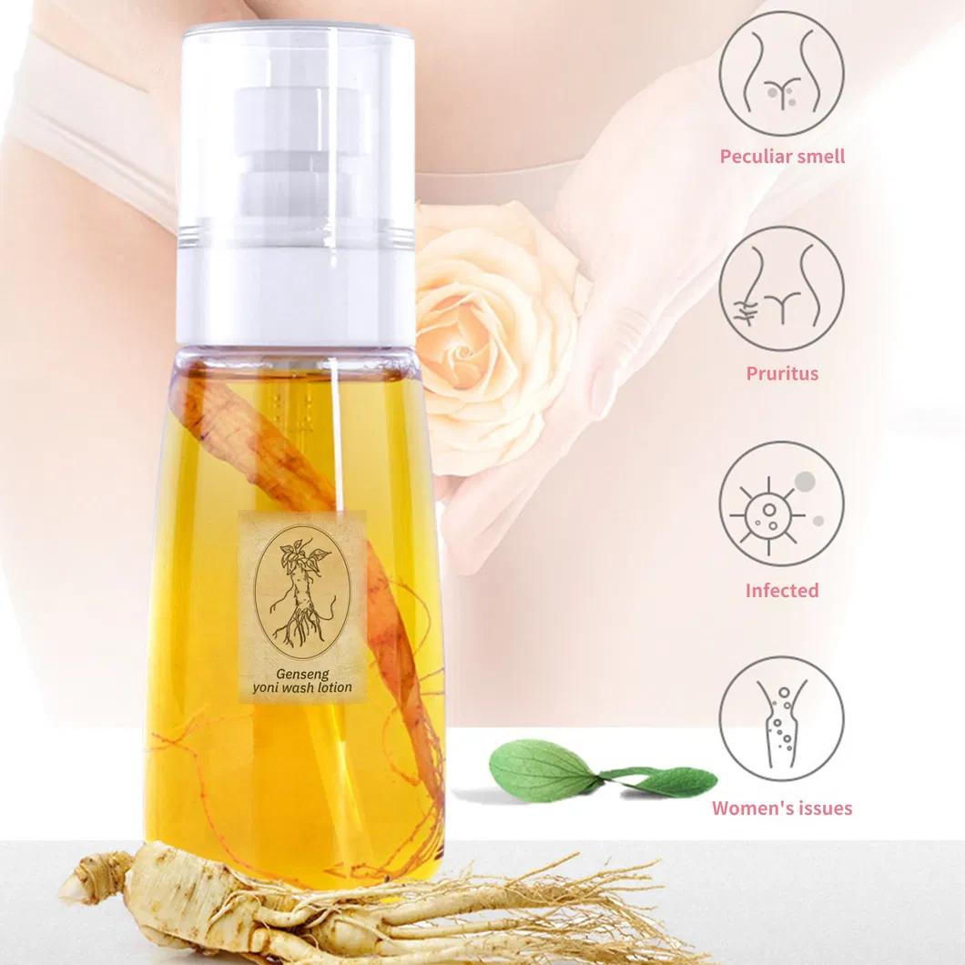 Hot Sell Customized Ginseng Lotion Yoni Oil Wash with Real Ginseng Inside 100ml