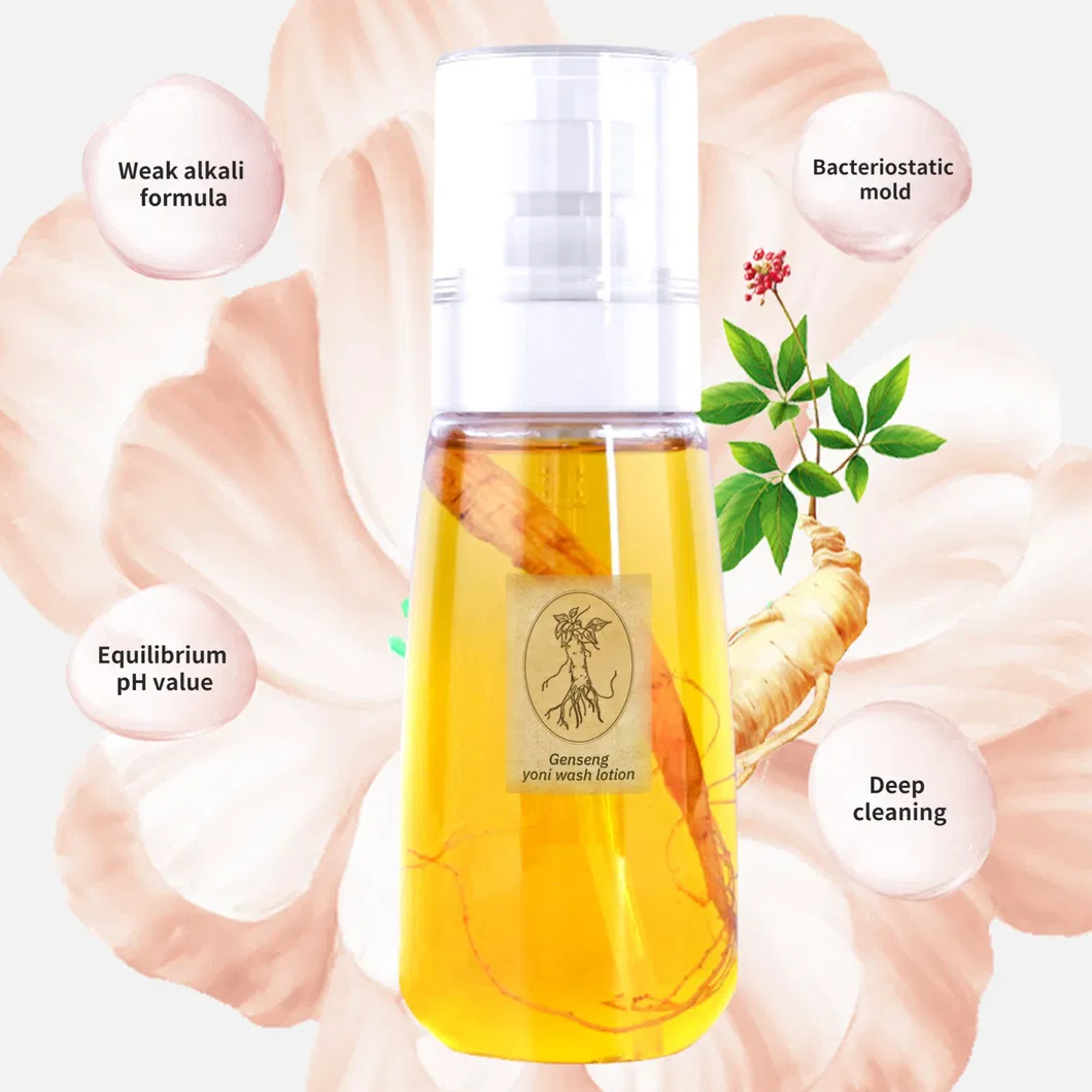 Hot Sell Customized Ginseng Lotion Yoni Oil Wash with Real Ginseng Inside 100ml
