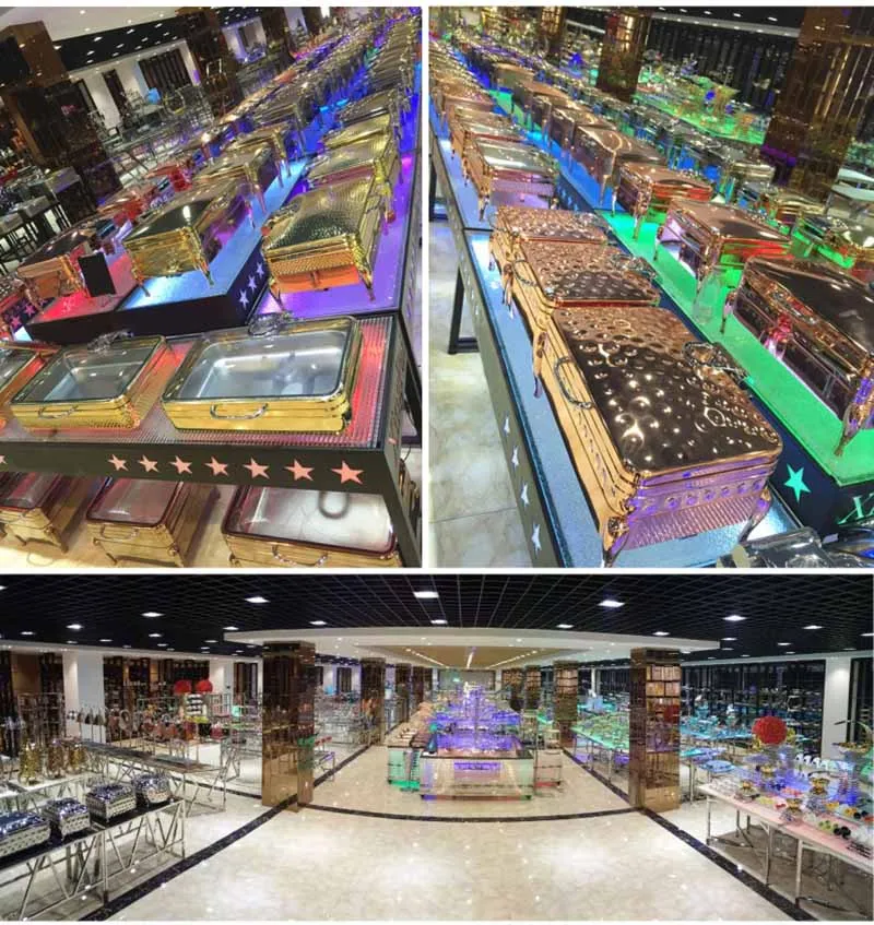 Kitchen Accessory Hammered 4L Copper Rose Gold Hotel Cater Equipment Modern Wedding Party Service Chafing Dish for Sale Arabic Electric Cooking Buffet Stove