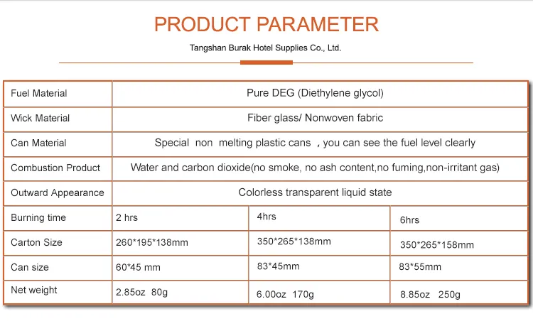 Long Burning Have Screw Cap Ecofriendly Liquid Wick Chafing Buffet Fuel