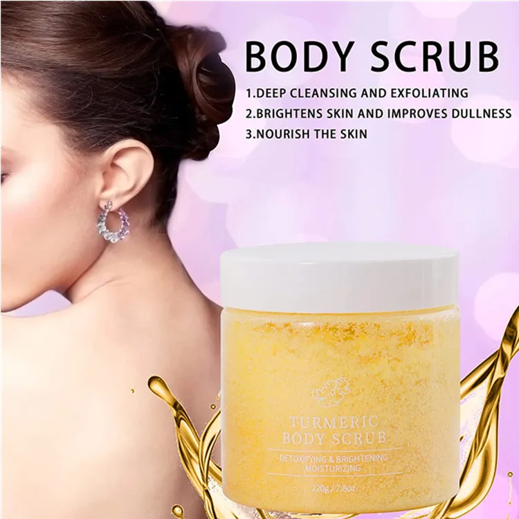 OEM ODM Brightening Skin Turmeric and Natural Salt Facial Body Scrub for Soften Cutin
