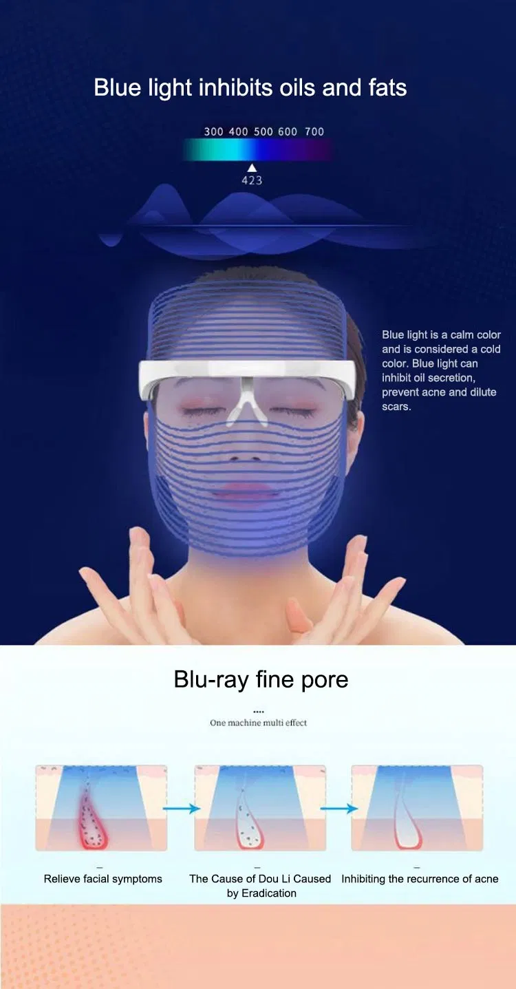 PDT Therapy Skin Care Face Shield Mask Wireless Personal 3 LED Lights LED Mask