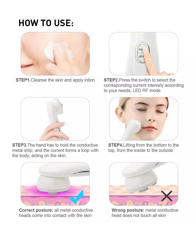 Personal RF EMS LED Beauty Machine Face Slimming Wrinkle Removal Skin Care Device