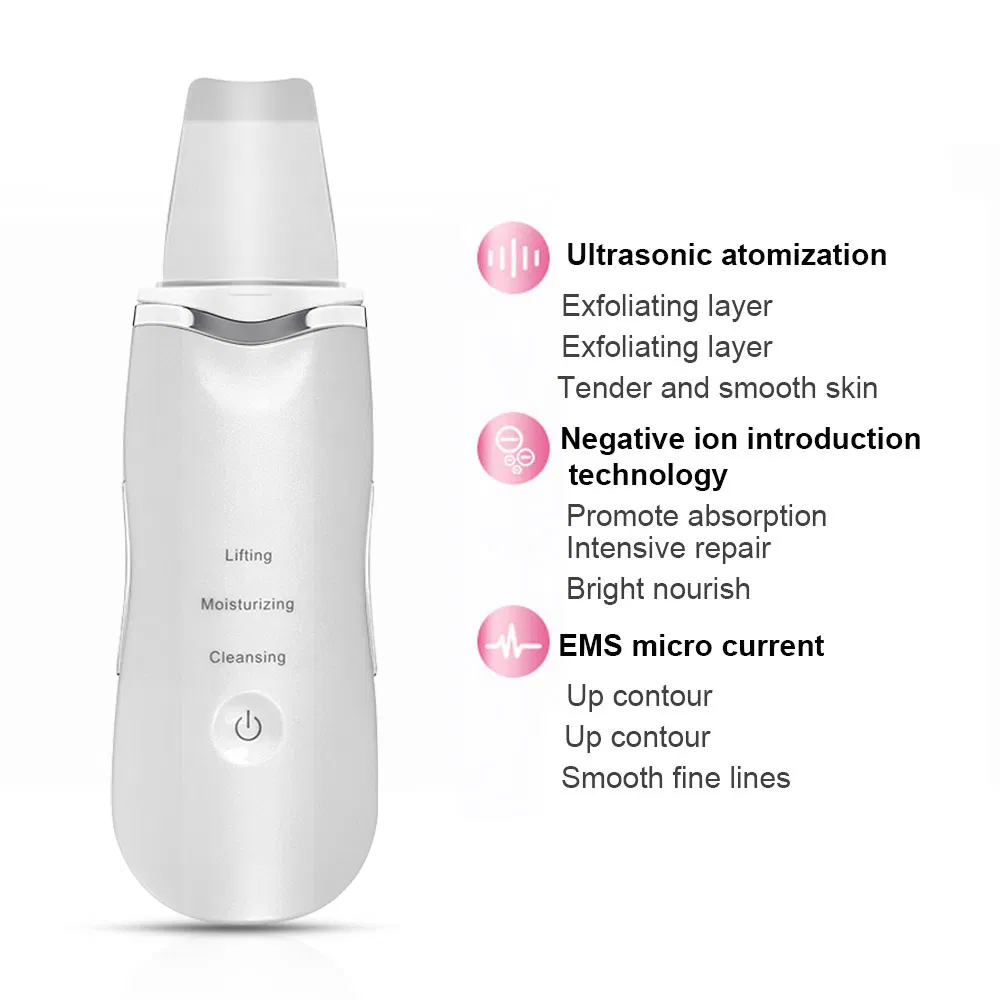 Ultrasonic Face Cleaning Skin Scrubber Facial Peeling Deep Cleansing Exfoliator Pore Cleaner Blackhead Removal Skin Care Tool