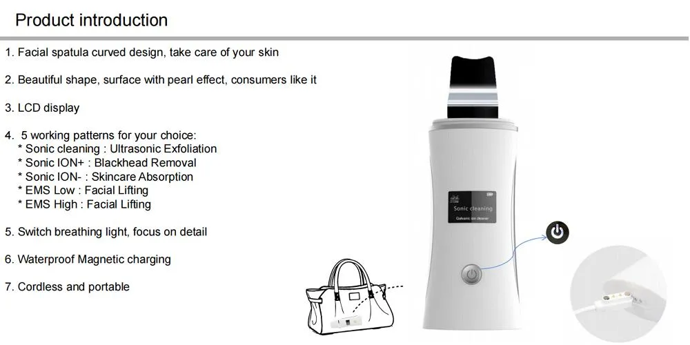 Ultrasonic Skin Scrubber Curved Design Facial Spatula