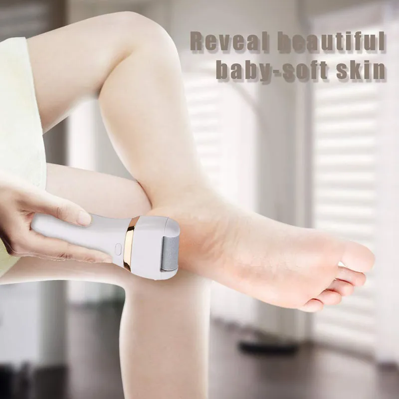 Waterproof Rechargeable Foot File Hard Skin Remover with 3 Coarse Roller Heads