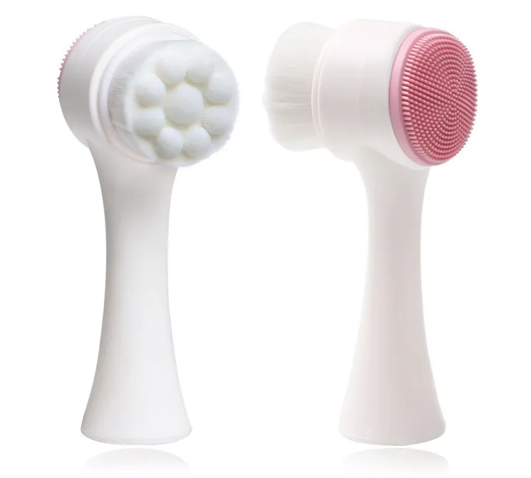 White Handle Soft Hair Face Clean Wash Brush