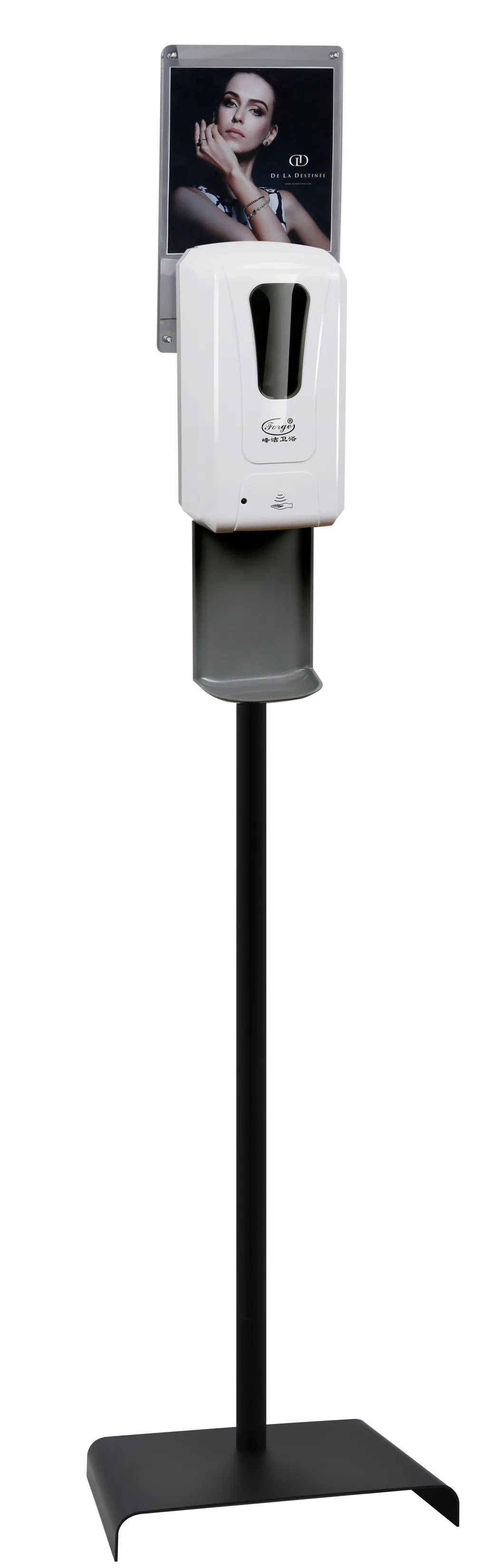 Wholesale School Hotel Hospital Wall Mounted Liquid Soap Dispenser Touchless Stainless Steel Floor Stand with Ad Board Automatic Hand Sanitizer Soap Dispenser