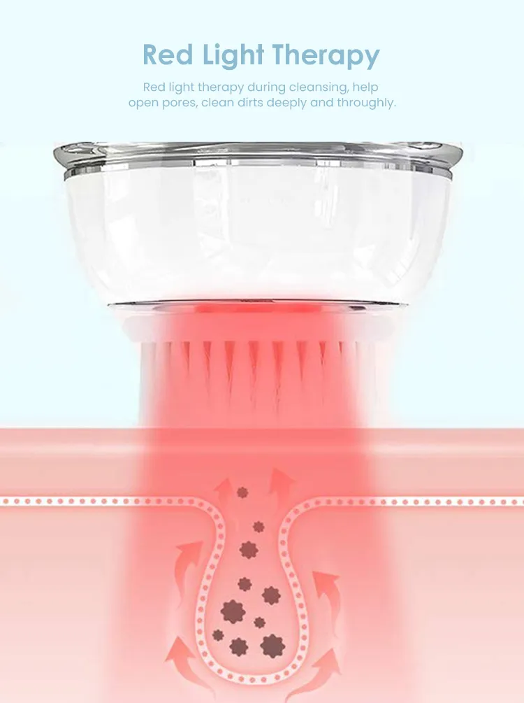 Wireless Sonic Exfoliating LED Brush Facial Cleansing Device